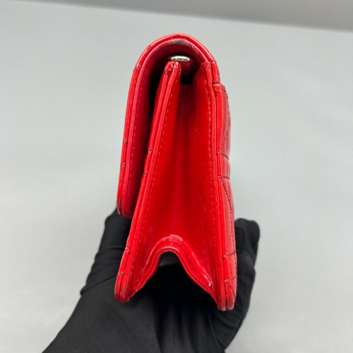 Dior Wallet On Chain WOC Patent Calfskin Red