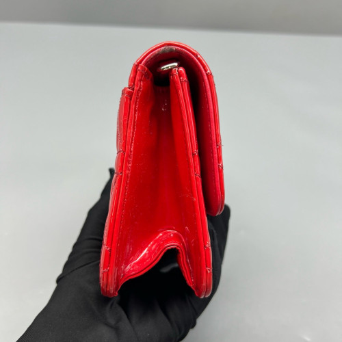 Dior Wallet On Chain WOC Patent Calfskin Red