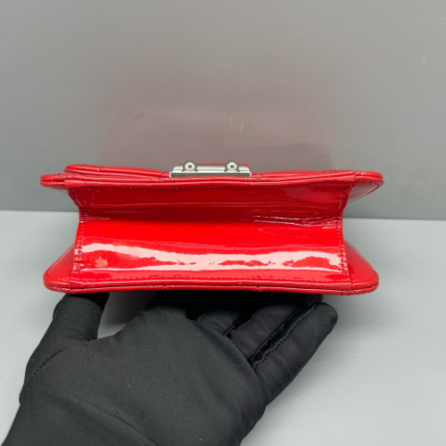 Dior Wallet On Chain WOC Patent Calfskin Red