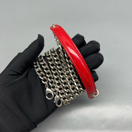 Dior Wallet On Chain WOC Patent Calfskin Red