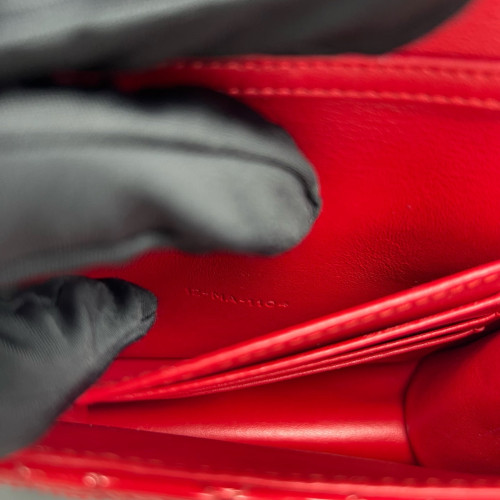 Dior Wallet On Chain WOC Patent Calfskin Red