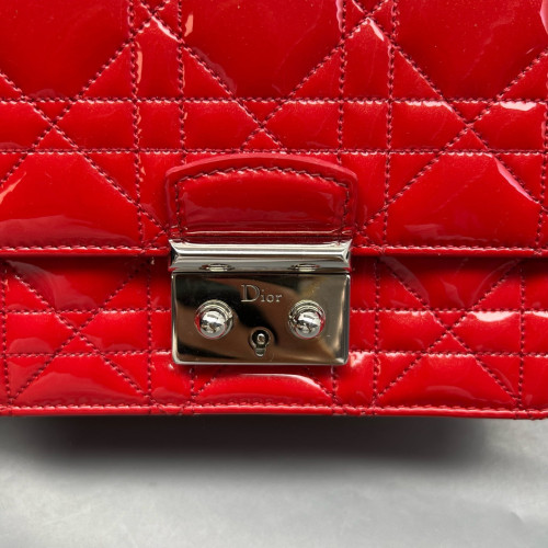 Dior Wallet On Chain WOC Patent Calfskin Red