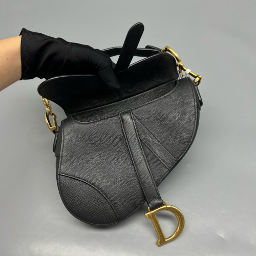 Dior Small Saddle Bag Grained Calfskin Black