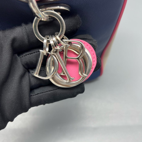 Dior Small Diorissimo Tote Calfskin Blue Pink White
