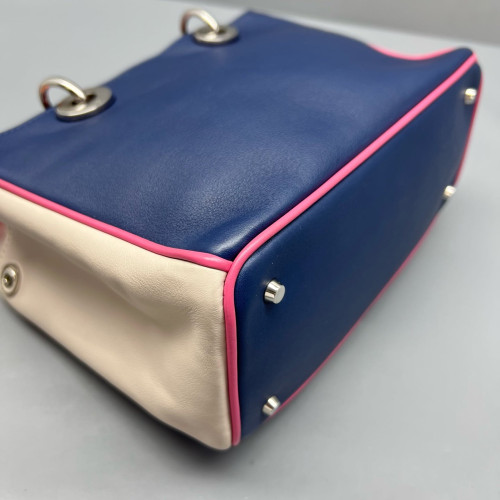 Dior Small Diorissimo Tote Calfskin Blue Pink White