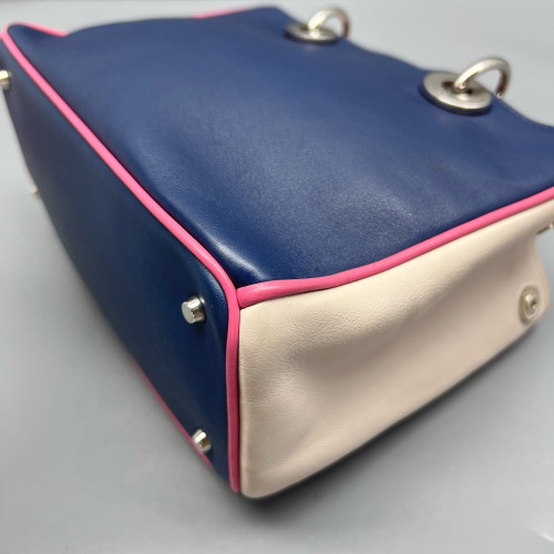 Dior Small Diorissimo Tote Calfskin Blue Pink White