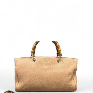 Gucci Dahlia Bamboo Top Handle Tote Calfskin Nude Pink