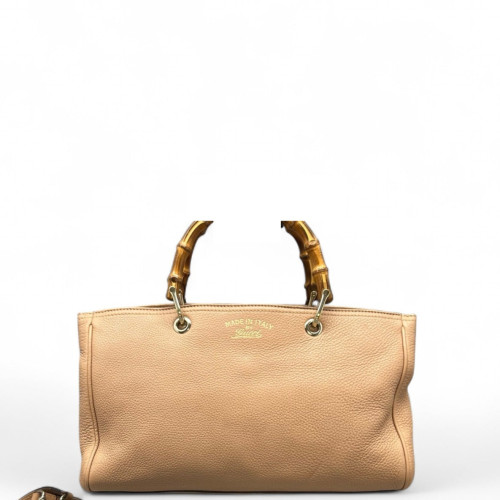 Gucci Dahlia Bamboo Top Handle Tote Calfskin Nude Pink
