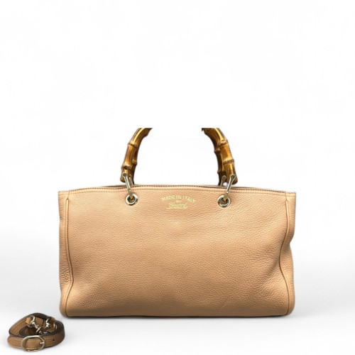 Gucci Dahlia Bamboo Top Handle Tote Calfskin Nude Pink