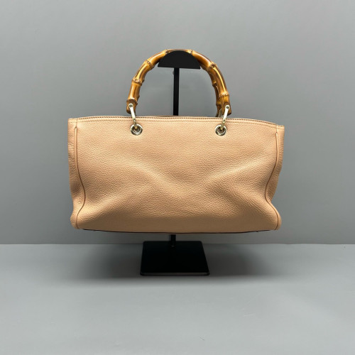 Gucci Dahlia Bamboo Top Handle Tote Calfskin Nude Pink