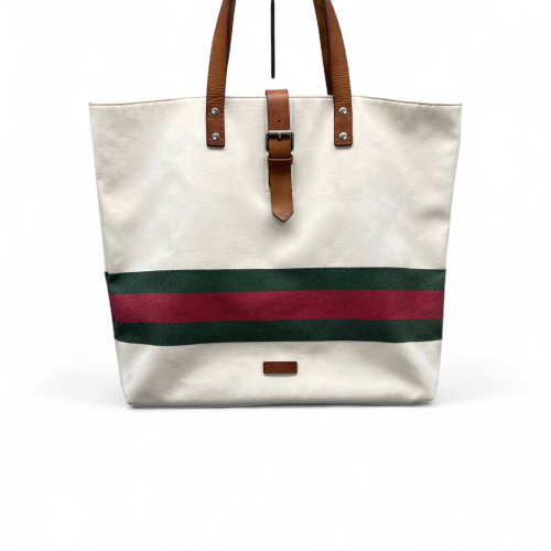 Gucci Web Tote Bag Canvas White