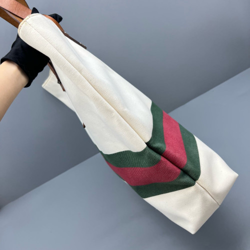 Gucci Web Tote Bag Canvas White