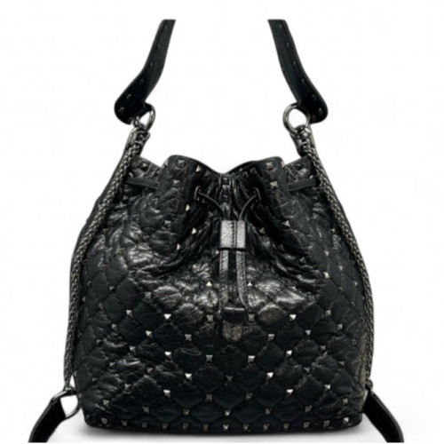Valentino Rockstud Bucket Calfskin Black