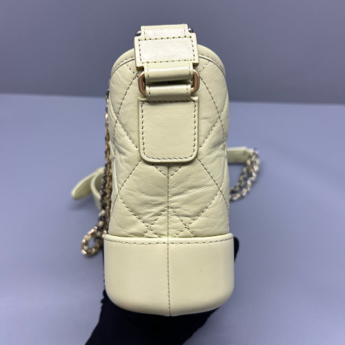 Chanel Quilted Small Gabrielle Hobo Crumpled Calfskin Light Green