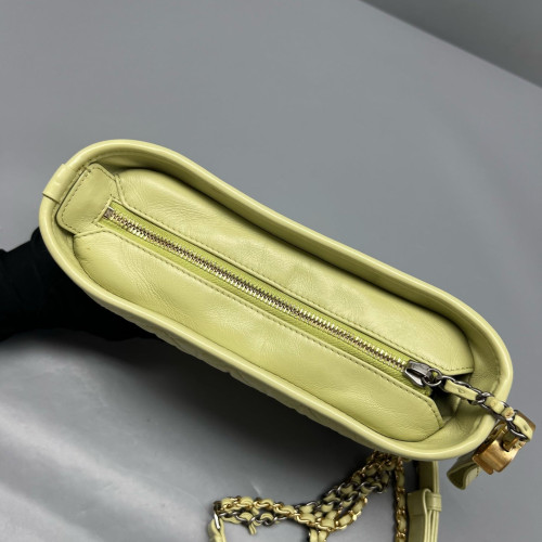 Chanel Quilted Small Gabrielle Hobo Crumpled Calfskin Light Green