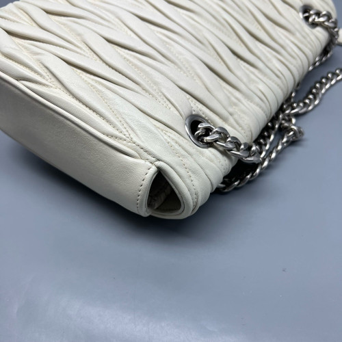 Miu Miu Matelasse Shoulder Bag Calfskin White