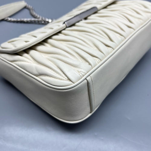 Miu Miu Matelasse Shoulder Bag Calfskin White