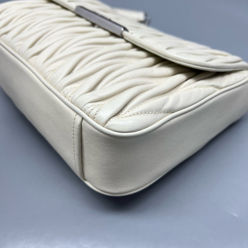 Miu Miu Matelasse Shoulder Bag Calfskin White