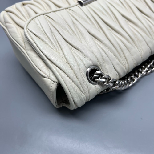 Miu Miu Matelasse Shoulder Bag Calfskin White
