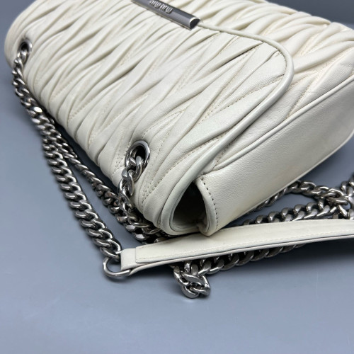 Miu Miu Matelasse Shoulder Bag Calfskin White