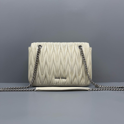 Miu Miu Matelasse Shoulder Bag Calfskin White
