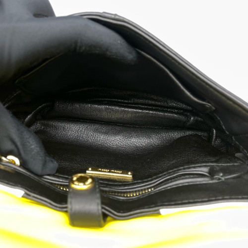 Miu Miu Crystal Shoulder Bag Calfskin Yellow White Black