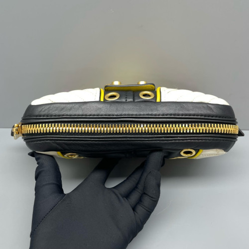 Miu Miu Crystal Shoulder Bag Calfskin Yellow White Black