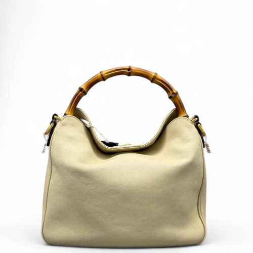 Gucci Bamboo Small Diana Tote Bag Calfskin White