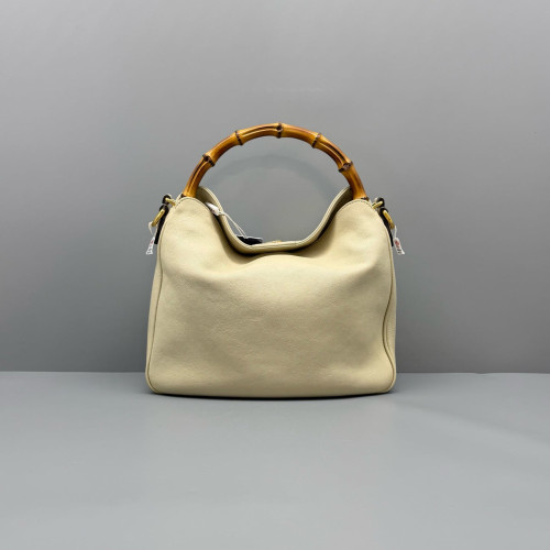 Gucci Bamboo Small Diana Tote Bag Calfskin White