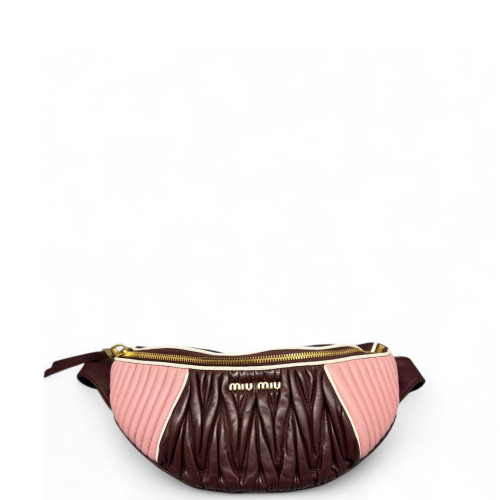 Miu Miu Waist Belt Bag Calfskin Pink Burgundy