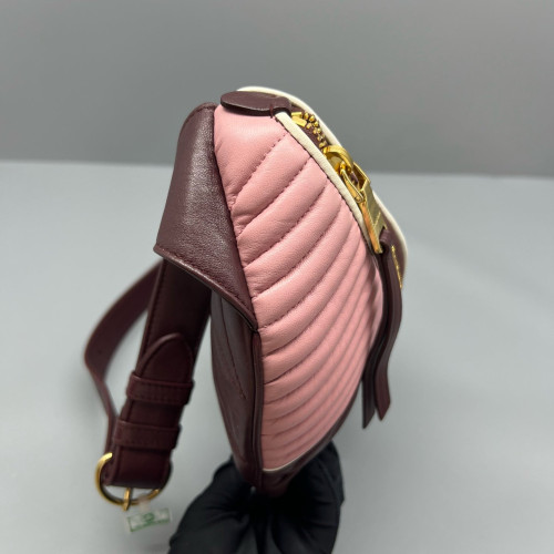 Miu Miu Waist Belt Bag Calfskin Pink Burgundy