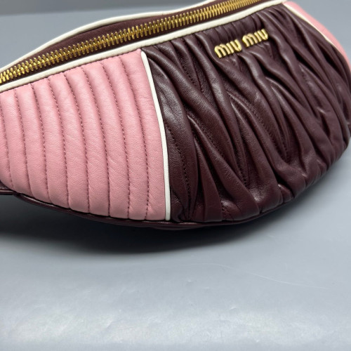 Miu Miu Waist Belt Bag Calfskin Pink Burgundy