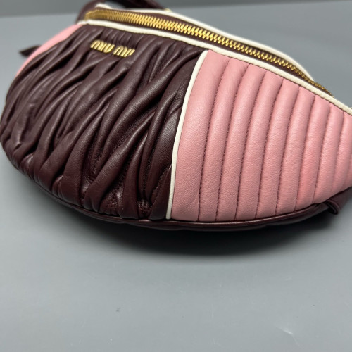 Miu Miu Waist Belt Bag Calfskin Pink Burgundy