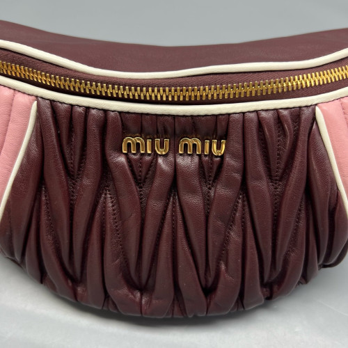 Miu Miu Waist Belt Bag Calfskin Pink Burgundy