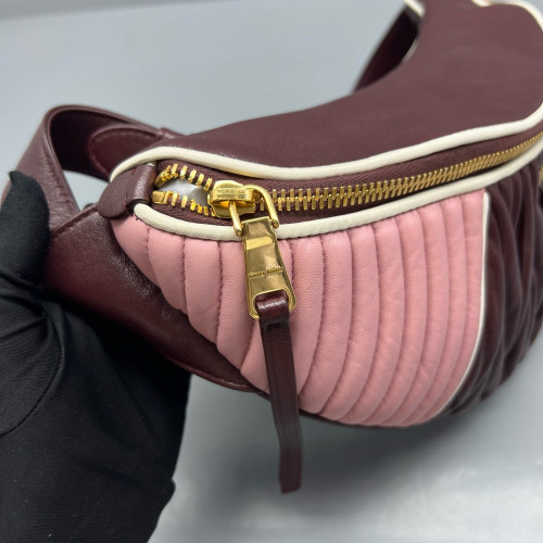 Miu Miu Waist Belt Bag Calfskin Pink Burgundy