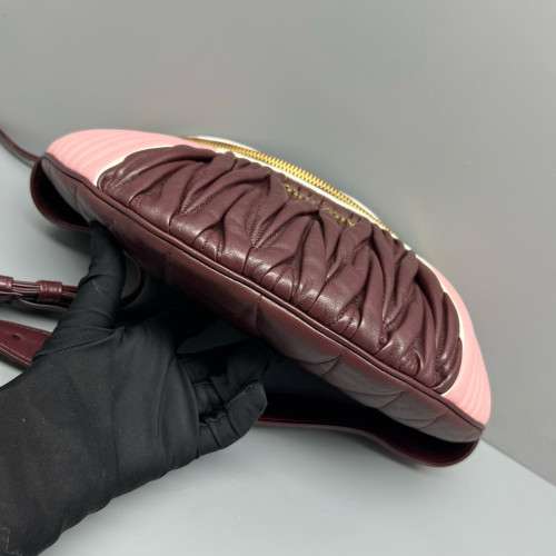Miu Miu Waist Belt Bag Calfskin Pink Burgundy