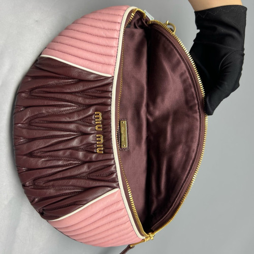Miu Miu Waist Belt Bag Calfskin Pink Burgundy