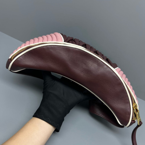 Miu Miu Waist Belt Bag Calfskin Pink Burgundy