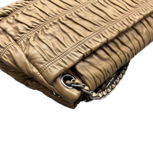Prada Gaufre Chain Shoulder Bag Gaufre Calfskin Natural Tan