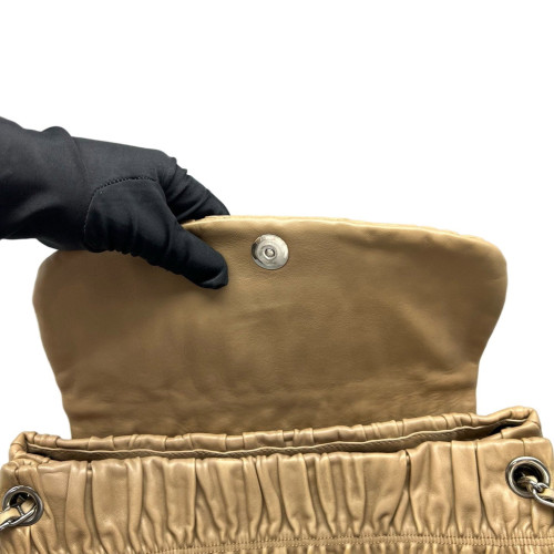 Prada Gaufre Chain Shoulder Bag Gaufre Calfskin Natural Tan