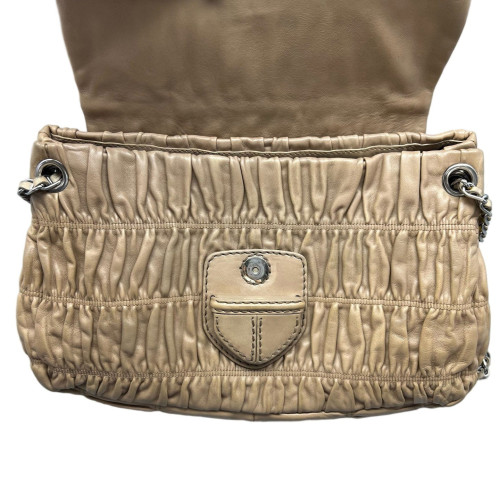 Prada Gaufre Chain Shoulder Bag Gaufre Calfskin Natural Tan