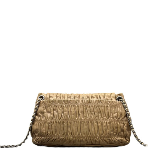 Prada Gaufre Chain Shoulder Bag Gaufre Calfskin Natural Tan