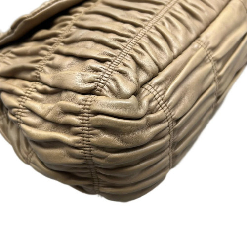 Prada Gaufre Chain Shoulder Bag Gaufre Calfskin Natural Tan