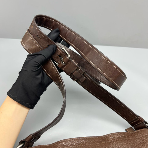Prada Shoulder Bag Calfskin Dark Brown