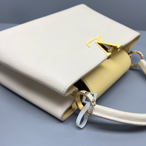 Louis Vuitton Capucines PM Calfskin Beige Mystic White