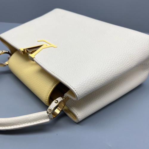 Louis Vuitton Capucines PM Calfskin Beige Mystic White