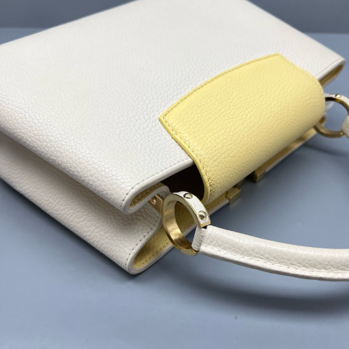 Louis Vuitton Capucines PM Calfskin Beige Mystic White