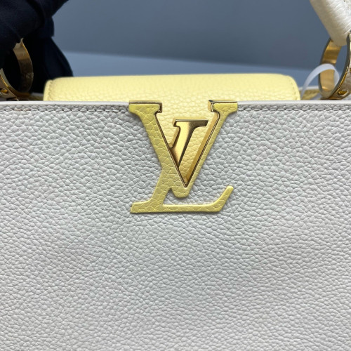 Louis Vuitton Capucines PM Calfskin Beige Mystic White