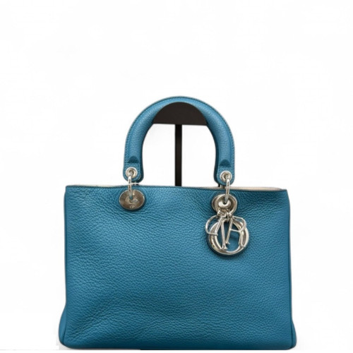 Dior Medium Diorissimo Tote Grained Calfskin Blue