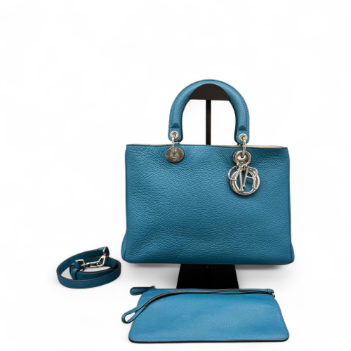 Dior Medium Diorissimo Tote Grained Calfskin Blue